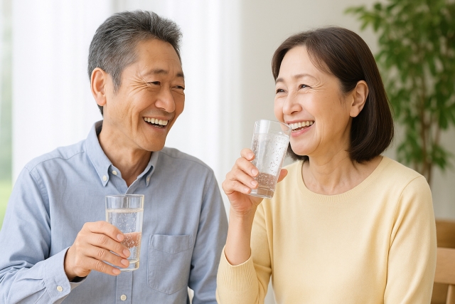 笑顔の健康な老夫婦
